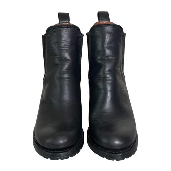 Frye Sabrina Chelsea Black Leather Chunky Heeled Boots - Size 7.5 - Picture 6 of 14